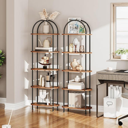 HOOBRO 5 Tier Open Bookshelf, Industrial Arched Bookcase Display Shelf Rack - Image 2