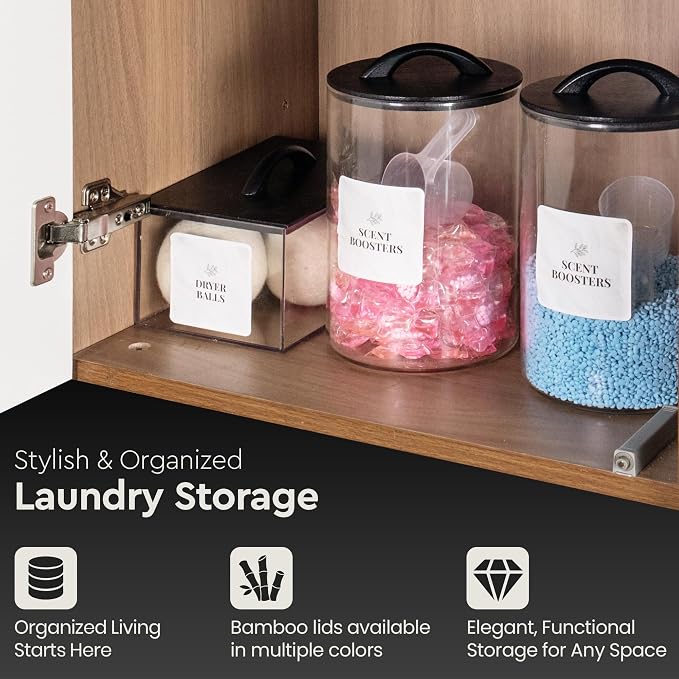 Laundry Pod Storage Container Set | Two 3L Glass Jars & One Acrylic Dryer Sheet - Image 7