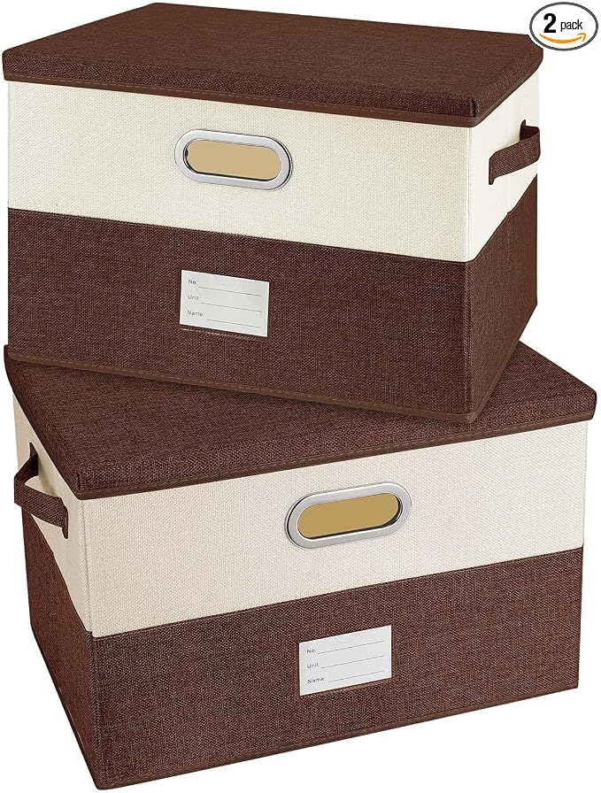 Large Linen Fabric Foldable Storage Bins by Unknown