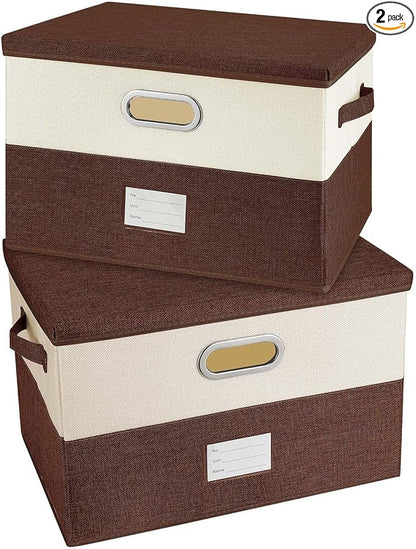 Large Linen Fabric Foldable Storage Bins by Unknown