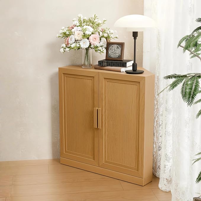 Casaphoria Farmhouse Corner Cabinet, Wooden Corner Storage Cabinet - Image 3