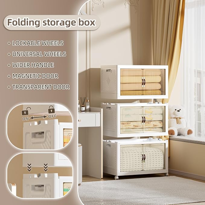 312 QT / 78 Gal Large Foldable Stackable Plastic Storage Cabinet - Image 5