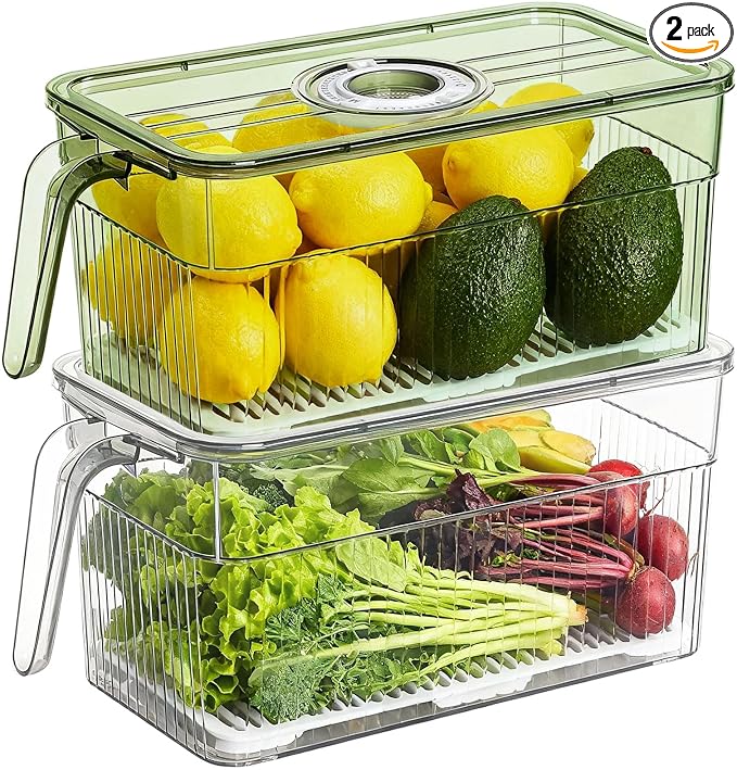 loobuu 2 Pack Stackable Food Storage Produce Saver Containers by Loobuu
