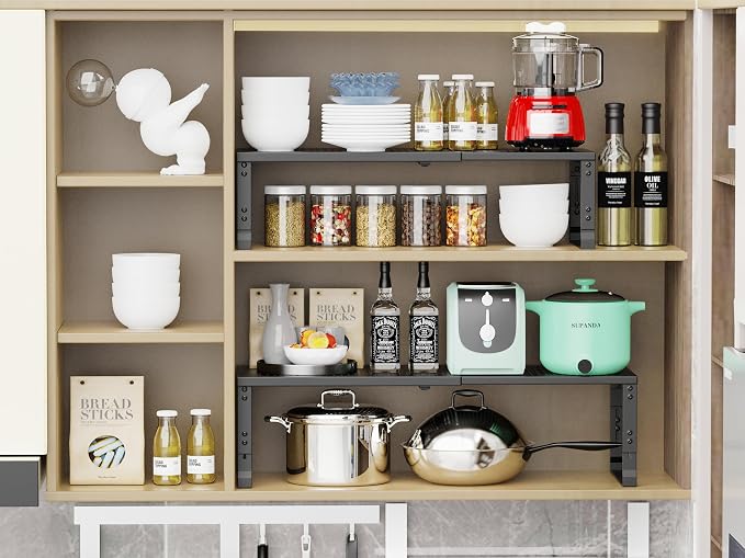Adjustable Expanable Stackable Spice Rack Shelf Pantry Storage Organizer - Image 6