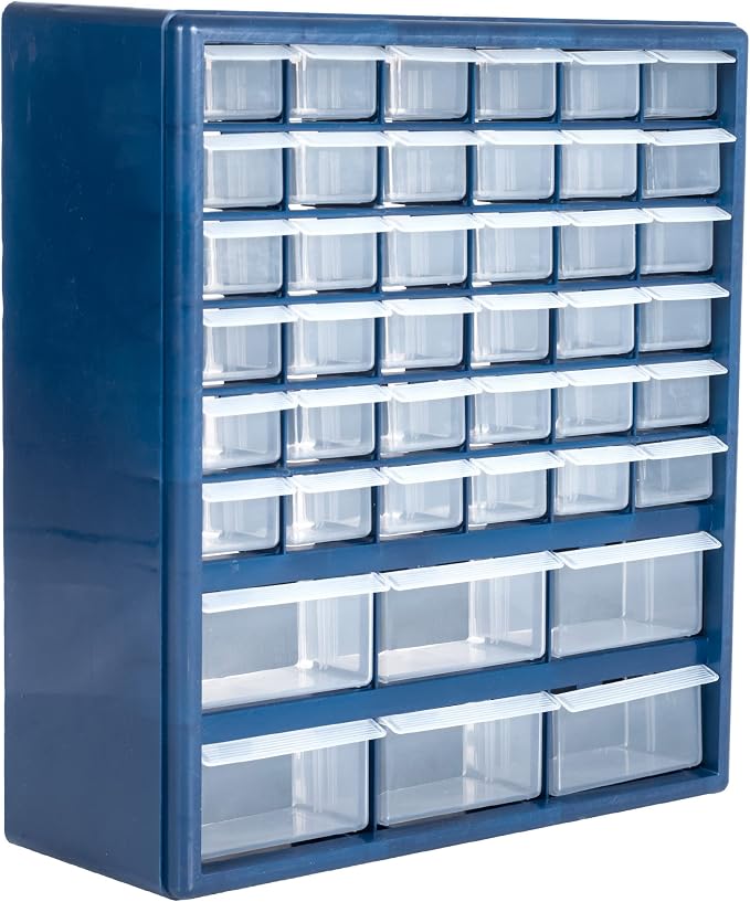 Plastic Storage Drawers – 42 Compartment Organizer – Desktop or Wall Mount by Stalwart