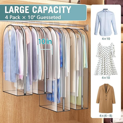 Liuoud Clear Garment Bag for Hanging Clothes 10” Gusseted, Suit Bags for Open - Image 2