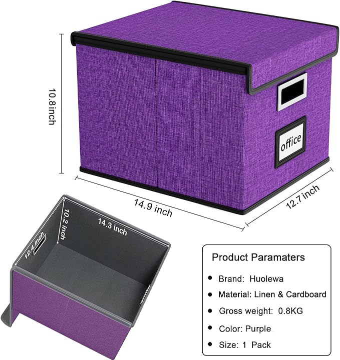 File Organizer Box with Lids, Collapsible File Folder Organizer | File Box with - Image 6
