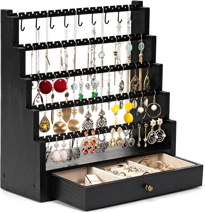 Pinzoveco Earring Organizer, 5 Layer Earring Holder Organizer by Pinzoveco