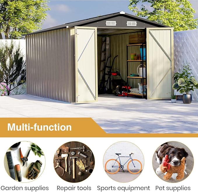 Patiowell 12 x 8 FT Outdoor Storage Shed, Large Metal Shed Storage - Image 5
