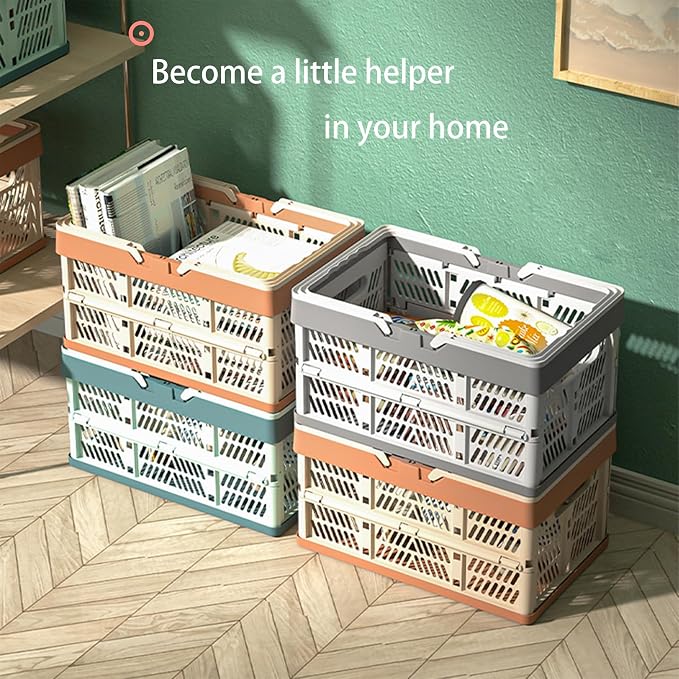 Collapsible Plastic Storage Crate - 20L Folding Organizer Basket Portable - Image 4