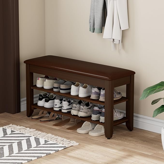 Homleke 2-Tier Solid Wood Shoe Rack Bench - Image 9