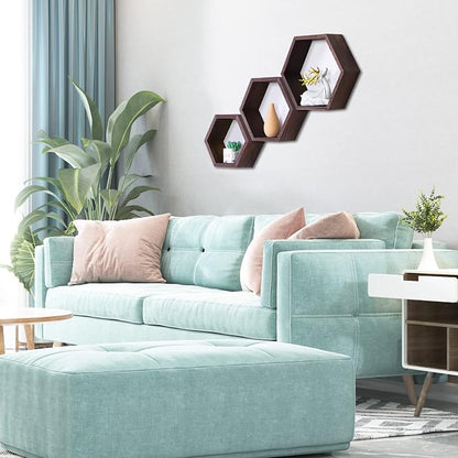 Hexagon Shelves, Floating Wall Shelf, Honeycomb Octagon Cube Shelves Wood | - Image 5