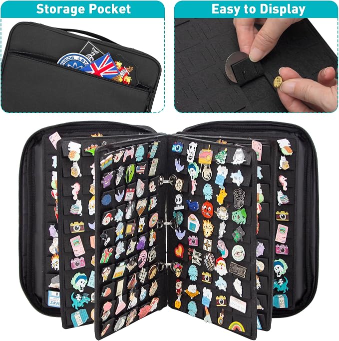 Enamel Pin Display Pages Pin Carrying Case, Pins Collection Storage Organizer - Image 3