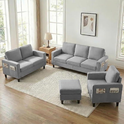 BALUS 78" W Sectional Couches for Living Room, Linen Fabric Sofa by BALUSFuritureHomeLife