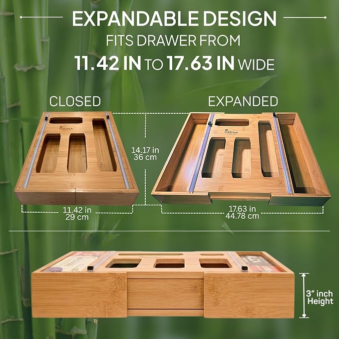 3" Slim 6-in-1 Expandable Storage Bag Organizer Kitchen Drawer - Image 2