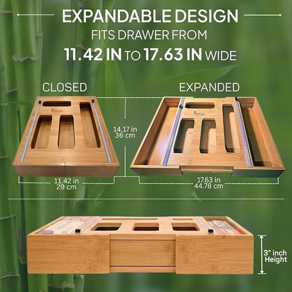 3" Slim 6-in-1 Expandable Storage Bag Organizer Kitchen Drawer - Image 2