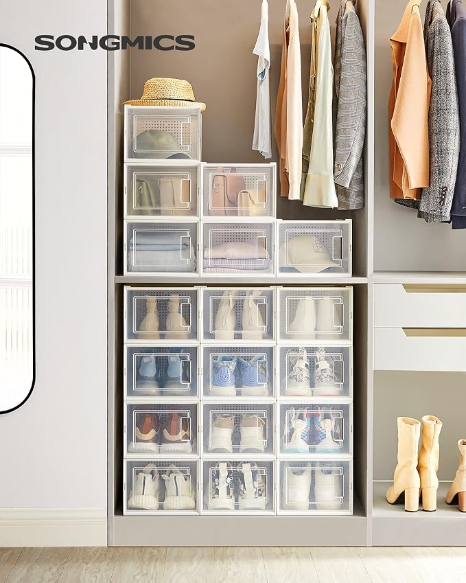 SONGMICS Shoe Boxes, Stackable Clear Plastic Boxes - Image 2