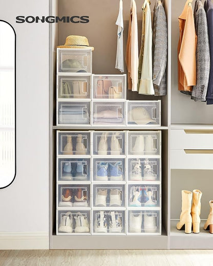 SONGMICS Shoe Boxes, Stackable Clear Plastic Boxes - Image 2