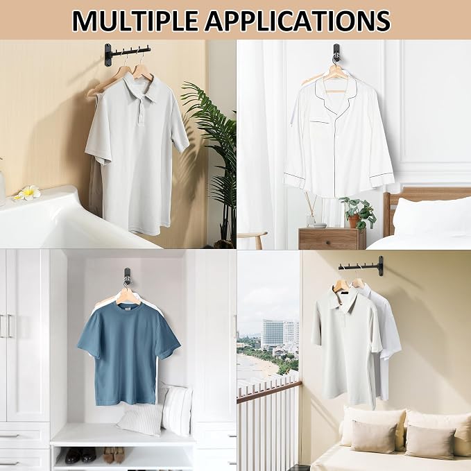 Mooche Swing Clothes Hanger Rack, Garment Racks Folding Clothes Bar Wall Mounted - Image 5