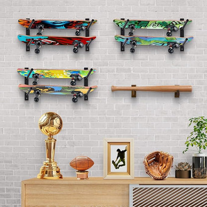 BiJun Skateboard Wall Mount, Snowboard Wall Mount Display, Horizontal Ski Wall - Image 4