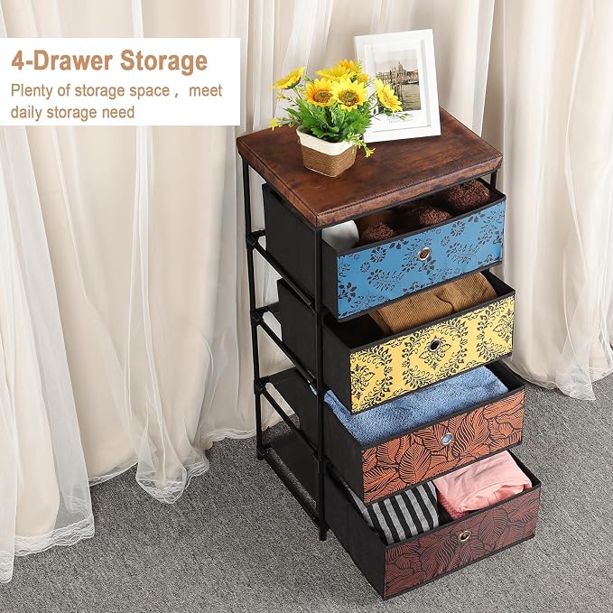 HAITRAL 4 Drawers Clothes Storage Organizer, Small Fabric Storage Chest - Image 5