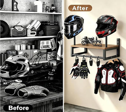 Motorcycle Helmet Holder Wall Mount, Motorcycle Gear Rack - Image 7