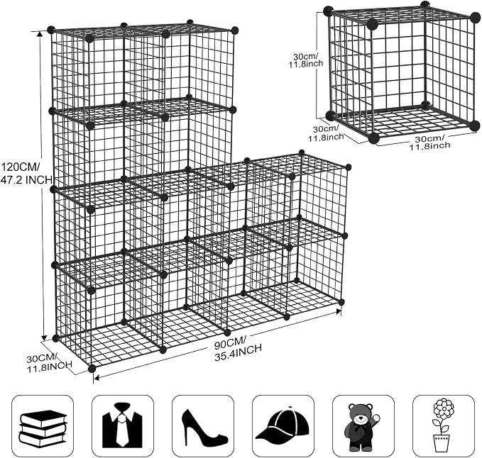 TUMUCUTE Wire Storage Cubes, Metal Storage Shelves Bookshelf, Stackable Modular - Image 3