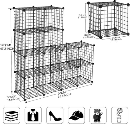 TUMUCUTE Wire Storage Cubes, Metal Storage Shelves Bookshelf, Stackable Modular - Image 3