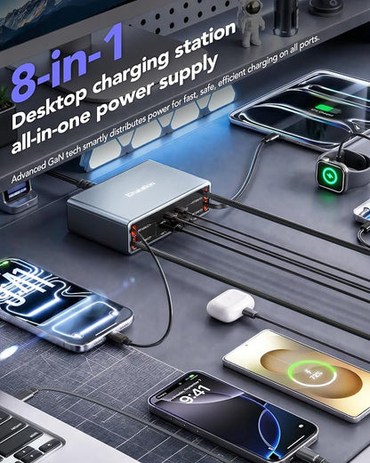 8-in-1 Charging Station for Multi Device, Fast Charger Retractable 65W Cable | - Image 3