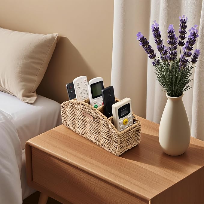 Handwoven Remote Control Holder Basket - Image 3