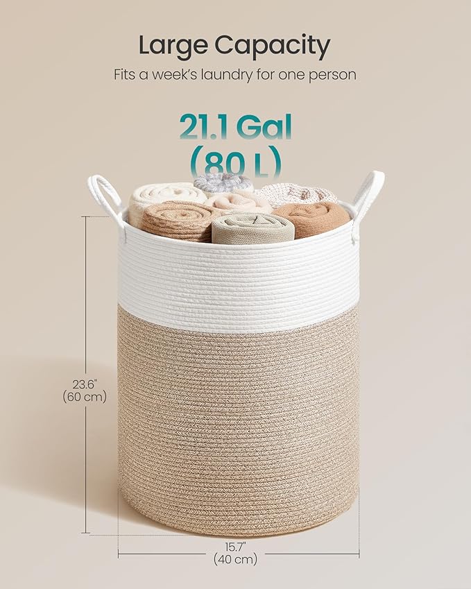 SONGMICS Laundry Hamper, Cotton Rope Laundry Basket - Image 5