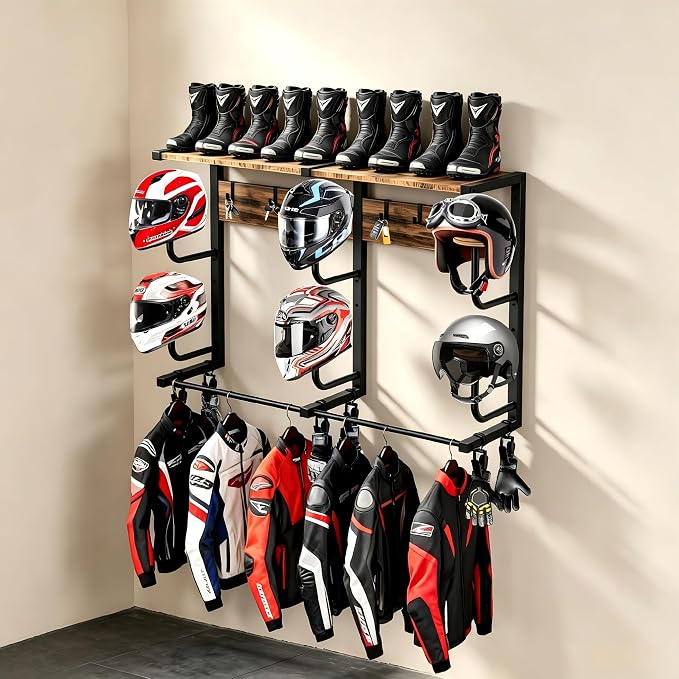 Motorcycle Helmet Holder Wall Mount, Motorcycle Gear Rack - Image 7