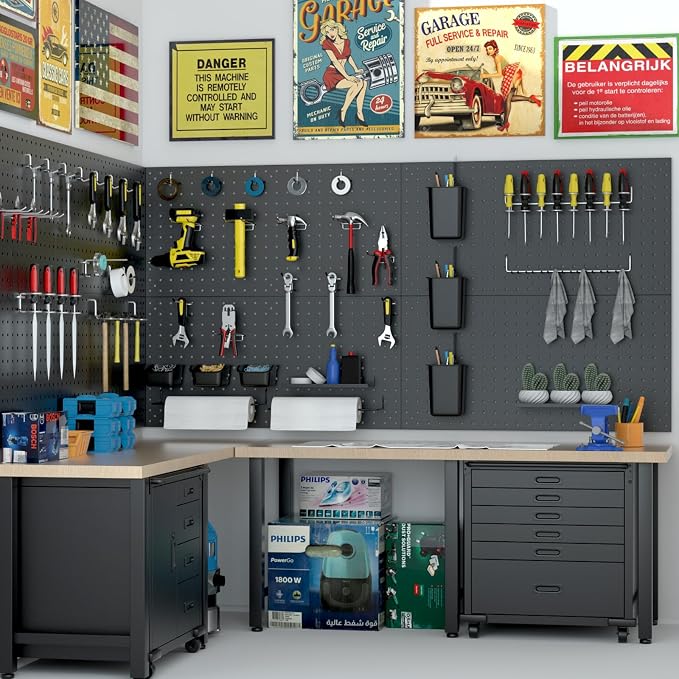 Metal Peg Board Kit with 1/4" Pegboard Accessories, Include 16.5"X13" Peg Board - Image 7