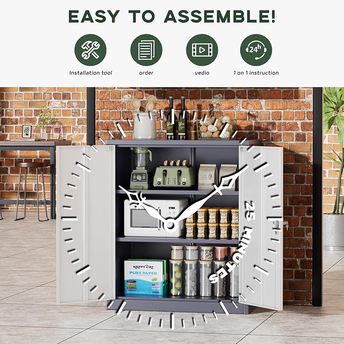 Greenvelly Metal Storage Cabinet, Lockable Storage Cabinets - Image 6