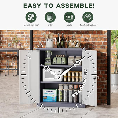 Greenvelly Metal Storage Cabinet, Lockable Storage Cabinets - Image 6