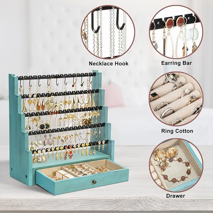 Pinzoveco Earring Organizer, 5 Layer Earring Holder Organizer - Image 5
