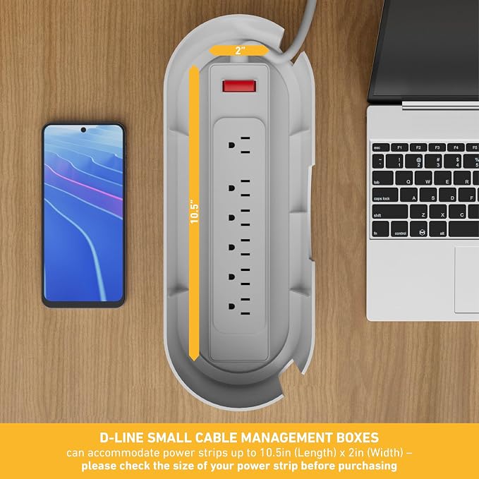 D-Line Cable Management Box, Power Strip Holder, Floor Outlet Hider, Desk Cord - Image 3