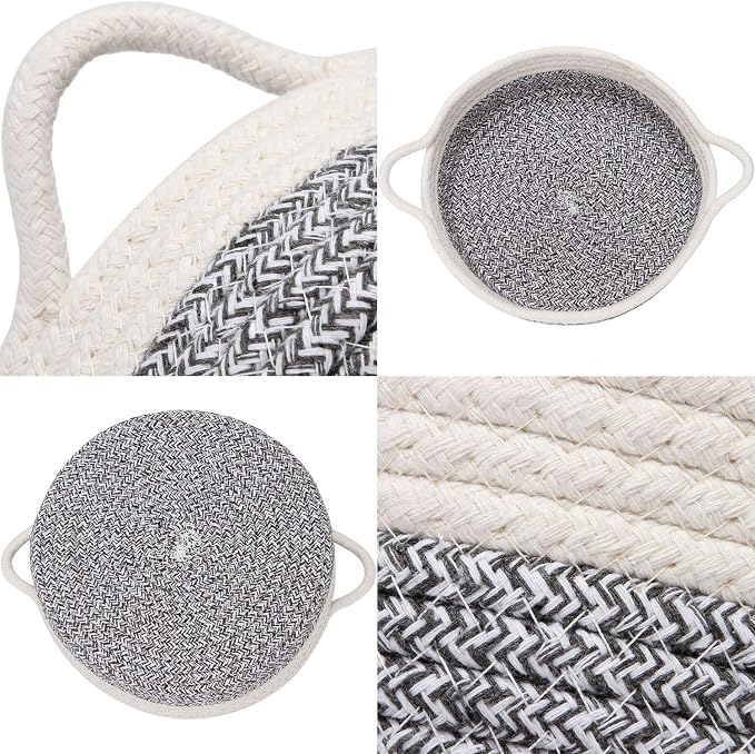 Sea Team 2-Pack Cotton Rope Baskets, 10 x 3 Inches Small Woven Storage Basket - Image 4