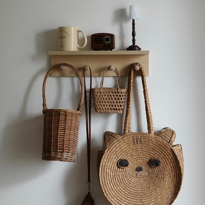 Entrance Coat Rack ，Coat Hooks, Wall-Mounted Wooden Hook Rack, Wall-Mounted - Image 4