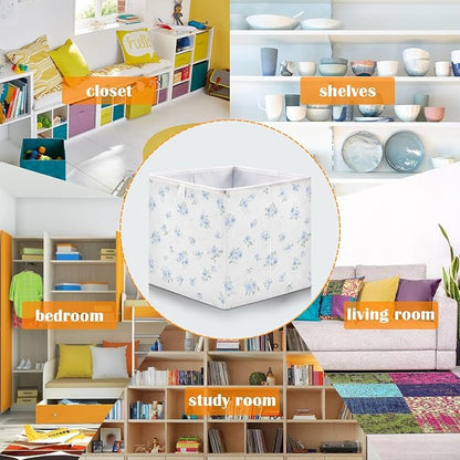 Blue Small Floral Pattern Closet Organizers Storage Cubes Storage Bins Shelf - Image 6