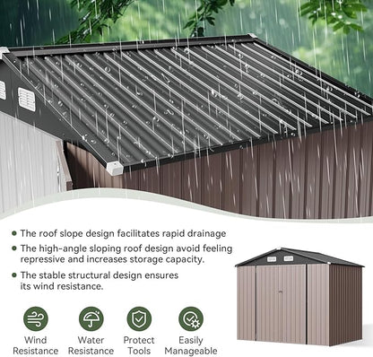 Aoxun 8x6 FT Outdoor Storage Shed Garden Metal Shed - Image 4
