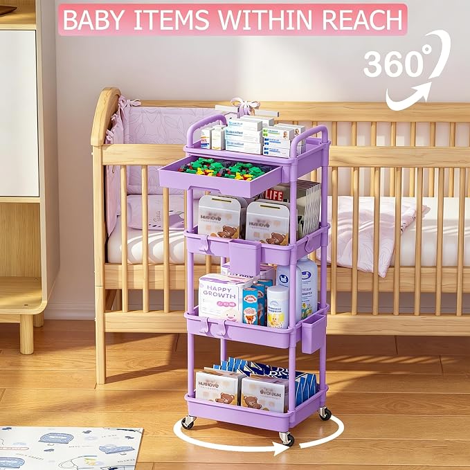 REBECAT 4 Tier Rolling Cart - Image 3