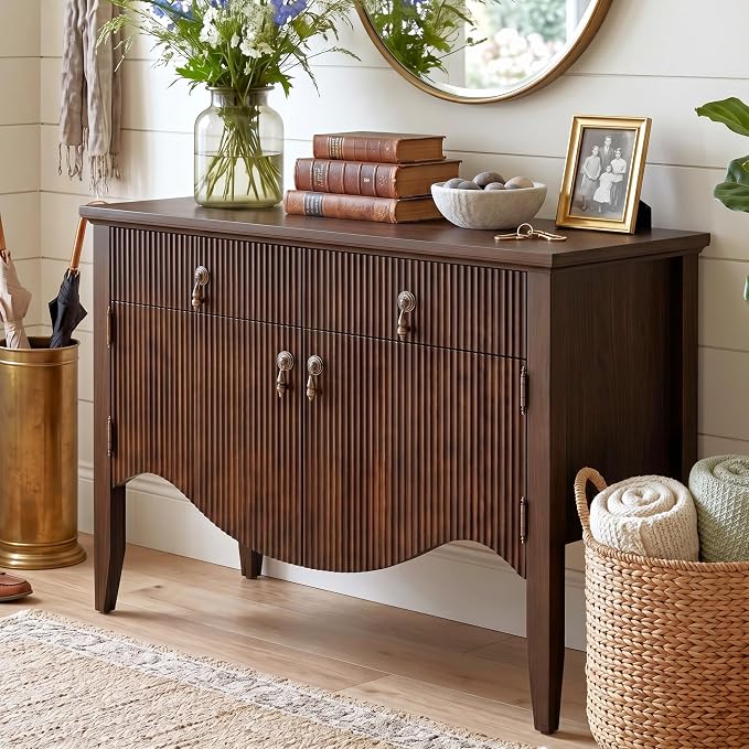 FUSUNBAO 40" Fluted Buffet Cabinet, Sideboard Credenza by FUSUNBAO