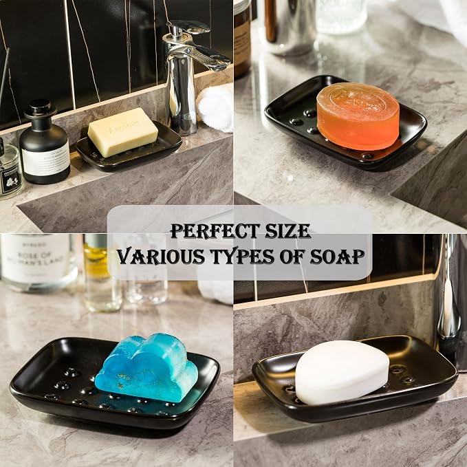 Soap Dish, Ceramic Soap Holder Shower Soap Dish - Image 3