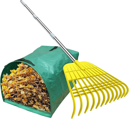 Gardzen 12 Tines Gardening Leaf Rake, Lightweight Steel Handle, Detachable by Gardzen
