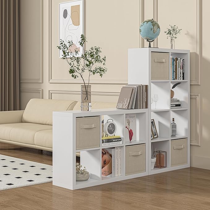 furtble Bookshelf with Storage Bins, 8-Cube Storage Organizer with Back Panels - Image 2