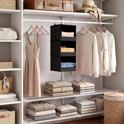Lifewit 3 Tier Hanging Closet Organizer and Storage, Foldable Hanging Closet - Image 2