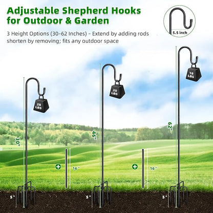 COCONUT 62" Shepherds Hooks for Outdoor, Bird Feeder Pole - Image 5
