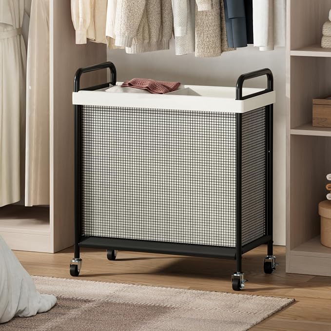 WOWLIVE Laundry Hamper 2 Section, 100L Rolling Laundry Basket - Image 6