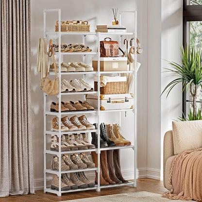 WOWLIVE 9 Tier 2-Column Shoe Rack, 30-35 Pairs Stackable White | Compact - Image 4